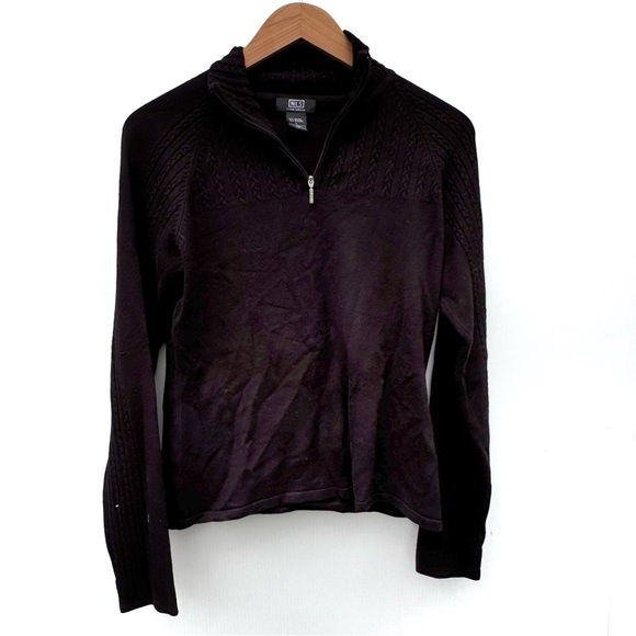 NILS Black Half-Zip Sweater size large - Picture 1 of 7